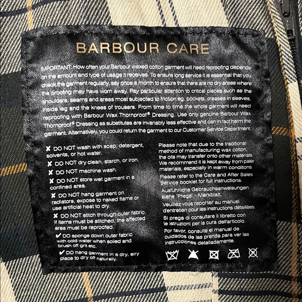 Barbour Beadnell Olive Green Waxed Cotton Utility Jacket w/Dark Corduroy Collar - Picture 8 of 9